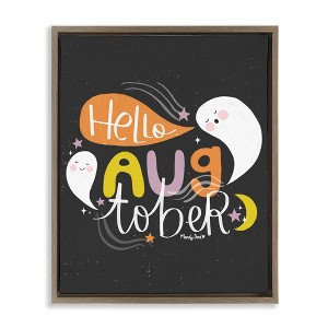 Stupell Industries Hello Augtober with Ghosts Floating Frame Canvas Art - 1 of 4