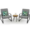 Tangkula Set of 3 Bistro Conversation Set DPC Tabletop Metal Cushioned Chairs Patio - 4 of 4