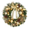 18 Inch Christmas Wreath, Pre-Lit Battery Powered Xmas Wreath for Front Door with Gold Bowknot, Artificial Pre-Decorated Holiday Accent - 2 of 4
