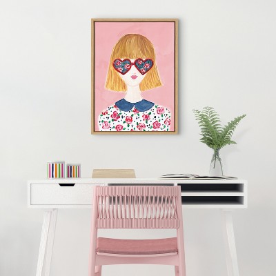 Rose Glasses Motivational Canvas Print with Natural Frame