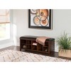 45" Cape Anne Dark Brown Faux Leather Upholstered Storage Bench Dark Walnut - Linon: Entryway Seating, Shoe Cubbies - 2 of 4