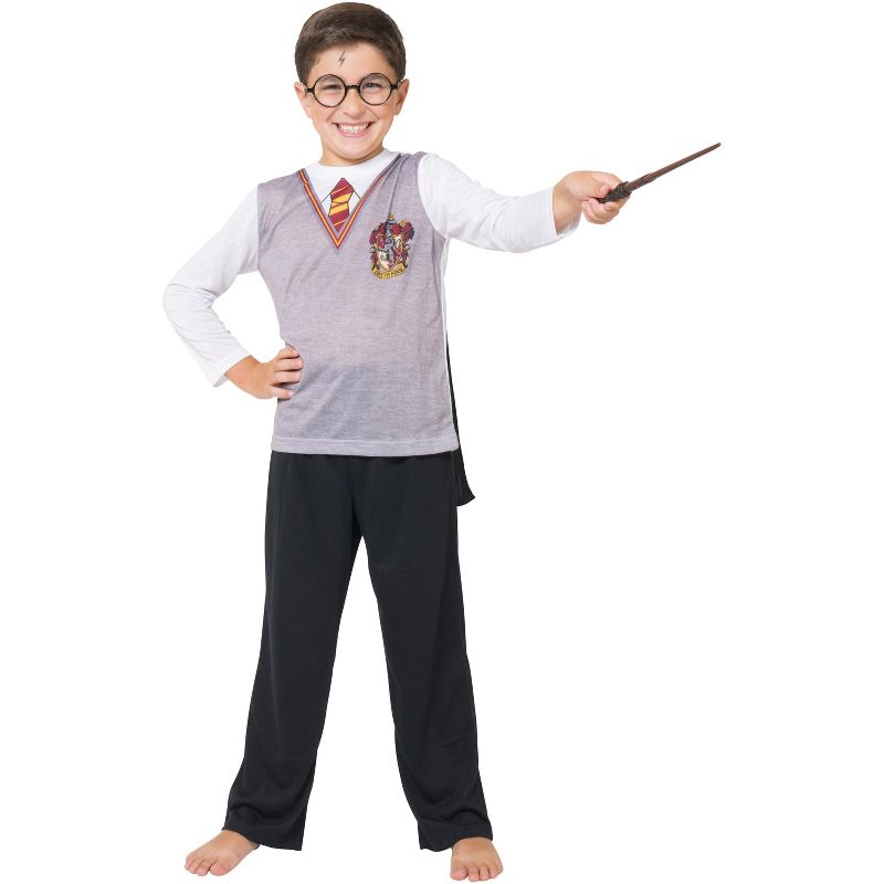 Intimo Harry Potter Big Boys Gryffindor Uniform With Cape 3 Piece Pajama Set Multicolor, 1 of 7