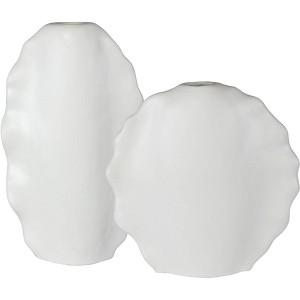 Uttermost Ruffled Matte White Glaze Ceramic Vases Set of 2 - 1 of 1