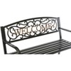Steel Outdoor Patio Garden Park Seating Bench with Cast Iron Welcome Backrest, Front Porch Yard Bench Lawn Decor - 3 of 4