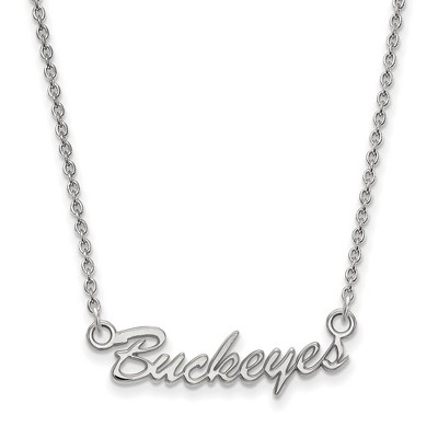 Black Bow Jewelry 10k White Gold Ohio State Buckeyes NCAA Necklace 18 Inch