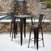 Flash Furniture Commercial Grade 23.75" Square Metal Indoor-Outdoor Bar Table Set with 2 Stools with Backs - 2 of 4