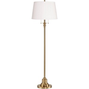 360 Lighting Dyna 58" Antique Brass White Pleated Shade Floor Lamp - 1 of 4