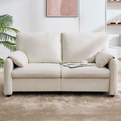 NicBex Modern 2-Seat Sofa Loveseat Couch with Deep Cushions & Pillows,Upholstered Lounge Sofa for Living Room,Bedroom,Office