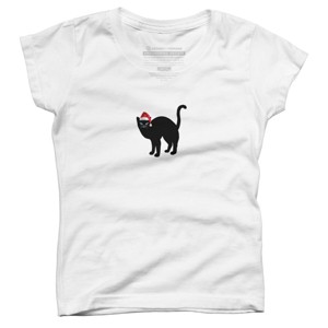 Girl's Design By Humans Christmas cat tshirt By bambino T-Shirt - 1 of 3