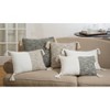 20"x20" Oversize Solid Square Throw Pillow with Tassels Cream - Saro Lifestyle: Cotton, Plush Texture, Zippered, Indoor Use - 2 of 3