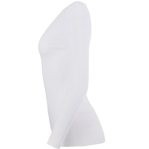 Memoi Poly Viscose Flat Knit Long Sleeve V Neck Top - 1 of 4