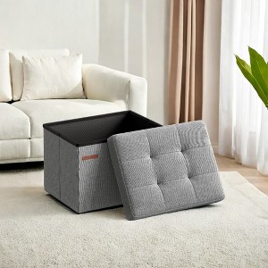 LEDREM Small Folding Storage Ottoman Foot Rest Stool Cube Footrest 286 lb Load Capacity - 1 of 4