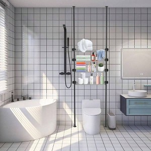 Over Toilet Storage Shelf 4 Tier Bathroom Organizers and Storage Bathroom Space Saver with Adjustable Rack Metal Black - 1 of 4