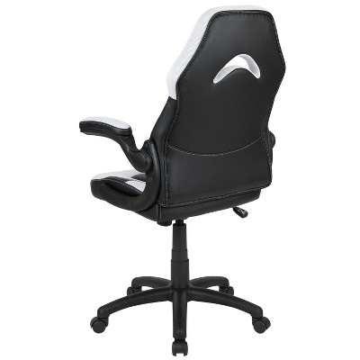 Ergonomic High-Back Racing Style Gaming Chair with Flip-Up Arms in Black Nylon