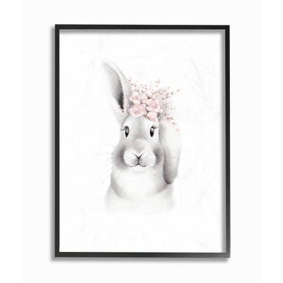 11"x1.5"x14" Sketched Fluffy Bunny Flowers Framed Giclee Texturized Art - Stupell Industries