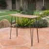 Coolbibila Modern Outdoor Industrial Teak Finished Acacia Wood Bar Table,Wooden Dining Table With Metal Frame,Patio Bistro Porch Bar Table - 2 of 4