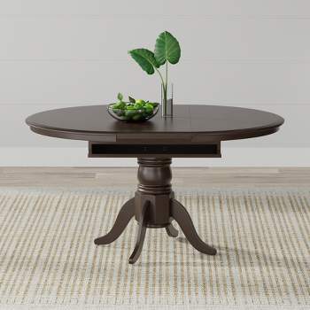 Glenwillow Home Single Pedestal Butterfly Leaf Dining Table with Self-Storing Leaf