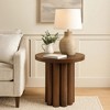 Royal Hampton Side End Table, 20 Inch Round Top, Rustic Fluted Base, Dark Brown - 2 of 4