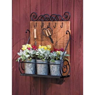 Wall Shelf with Planters - brown - Gardener's Supply Company