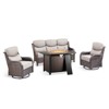 Buenhomino Patio Furniture Set with Fire Pit Table Wicker Outdoor Swivel Rocker Patio Chairs High Back Outdoor Couch Conversation Set - 2 of 4