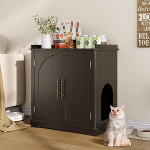 Cat Litter Box Enclosure, Hidden Litter Box Furniture with Removable Dividers & Reversible Entrance - 1 of 4