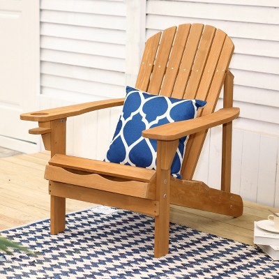 Natural Wood Adirondack Chair with Cup Holder