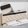 Full Size Bed Frame with Charging Station and LED Lights, Upholstered Bed Frame with Adjustable Headboard - 3 of 4