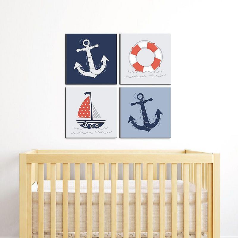 Big Dot of Happiness Ahoy - Nautical - Kids Room, Nursery Decor and Home Decor - 11 x 11 inches Kids Wall Art - Set of 4 Prints, 2 of 9