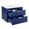 24" Floating Wall Mounted Bathroom Vanity With White Ceramic Sink Storage Drawers Wooden Bathroom Storage Cabinet, Blue - 4 of 4