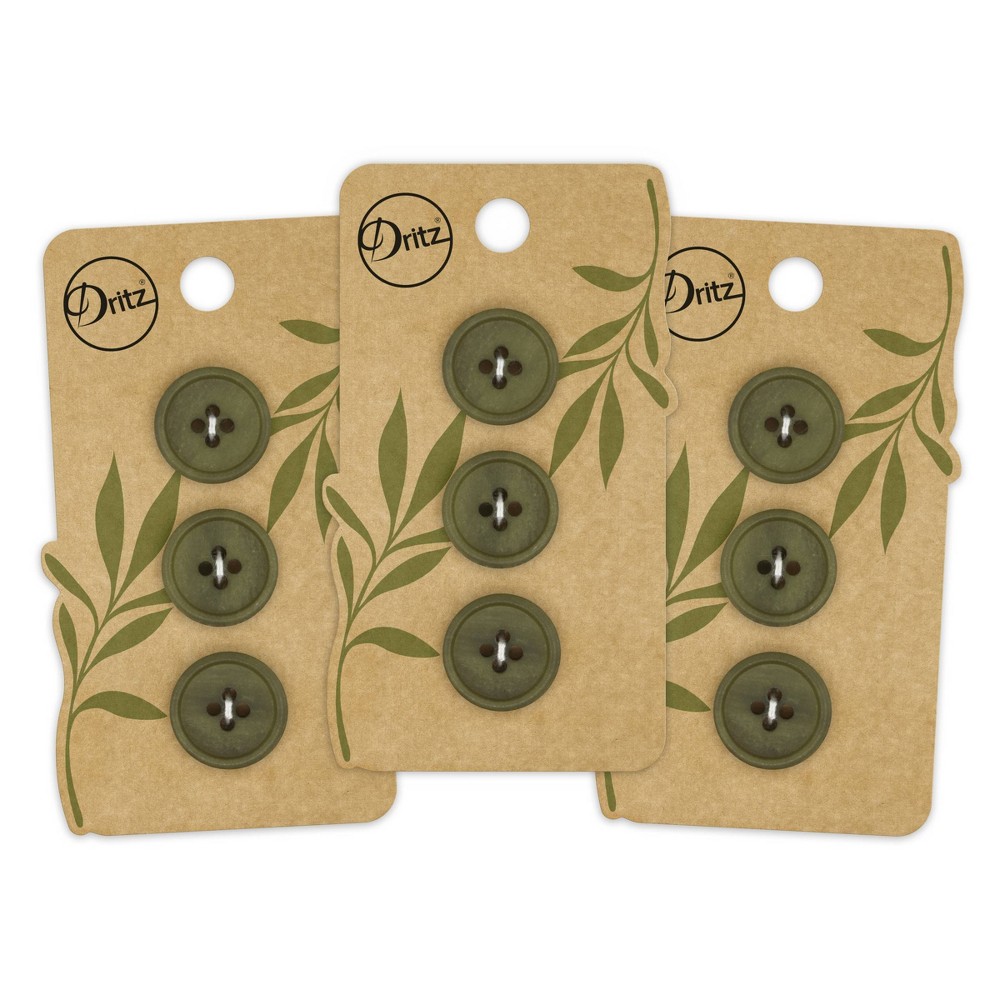 Photos - Creativity Set / Science Kit Dritz Recycled Paper Round Button 18mm Dark Olive 9 Buttons