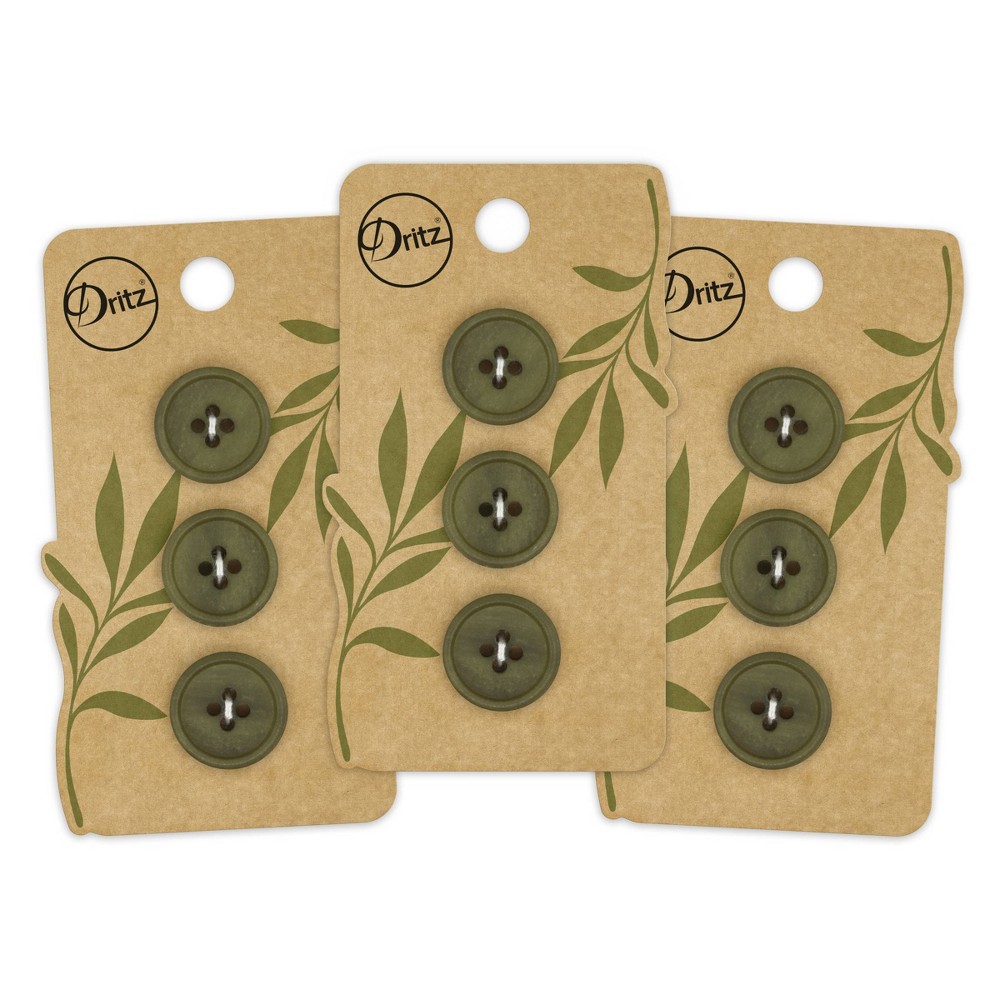 Dritz Recycled Paper Round Button 18mm Dark Olive 9 Buttons