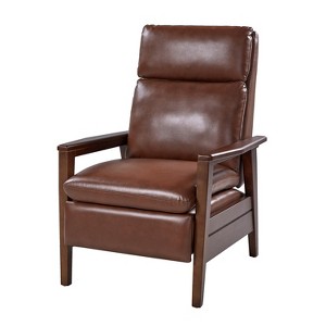 Justus Mid-Century Modern Vegan Leather Solid Wood Recliner|ARTFUL LIVING DESIGN - 1 of 4