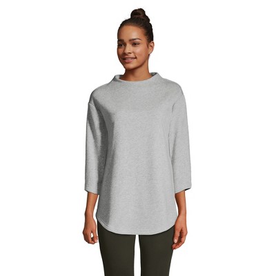 Lands' End Women's Serious Sweats 3/4 Sleeve Funnel Neck Top