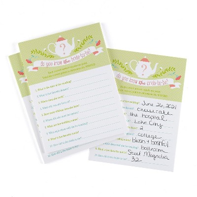 Hortense B. Hewitt Tea Time Bridal Shower Game Card Multi Color 25 Pack (42245ST)