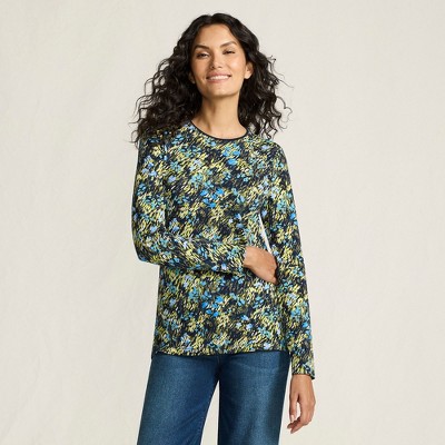 Lands' End Women's Plus Size Lightweight Jersey Skimming Long Sleeve Crew Neck T-shirt