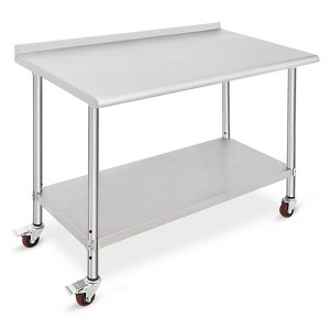 COZONY NSF Stainless Steel Table with Backsplash, Heavy Duty Commercial Kitchen Prep Table with Adjustable Under Shel - 1 of 4