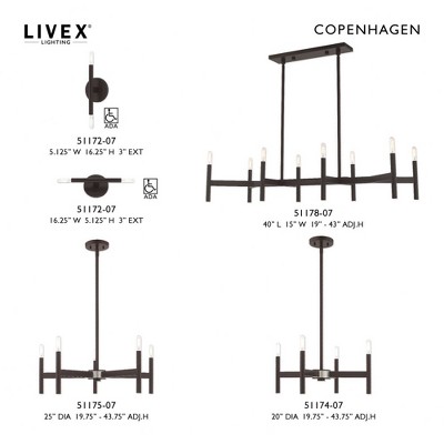 Copenhagen Bronze 8-Light Industrial Linear Chandelier