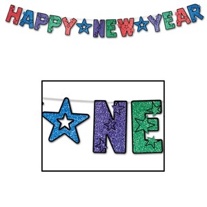 Beistle Happy New Year Streamer, 13" x 6' & 13" x 9', (1/Pkg) - 1 of 1