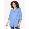 Woman Within Plus Size Perfect Three-Quarter Sleeve Back Pleat Shirt - 3 of 4