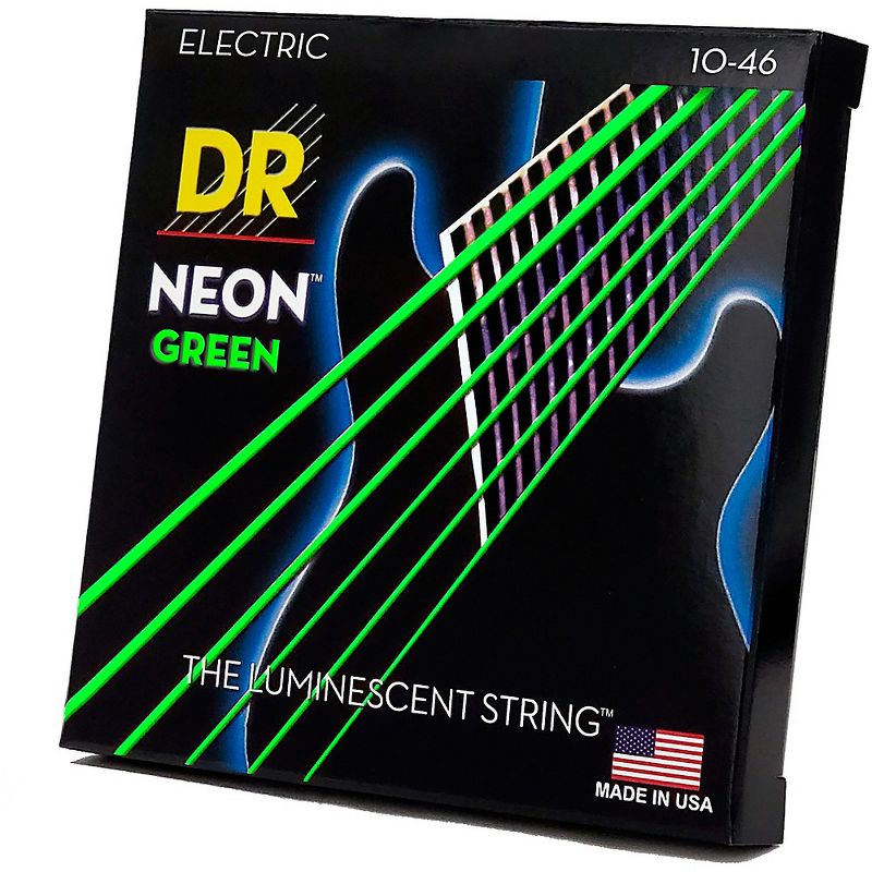 DR Strings NEON Hi-Def Green SuperStrings Medium Electric Guitar Strings, 3 of 6