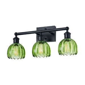 DAKAFUL Vintage Bathroom Vanity Light,2/3/4-Light E26 Base Vanity Fixture With Patterned Glass Shade&Iron Frame, Wall Sconce Over Mirror - 1 of 4