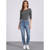 INSPIRE CHIC Women's Classic Solid Elbow Sleeves Round Neck Slim Fit T-Shirts - 3 of 4