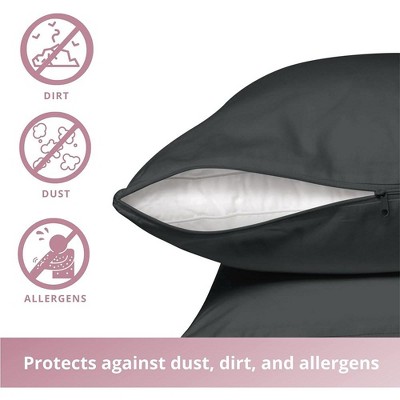 King Size Charcoal Cotton Hypoallergenic Pillow Protectors - 2 Pack