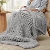Handmade Chenille Throw Blanket , Chunky Knit Cable Knitted Crochet Blanket-Amelie Home - 4 of 4