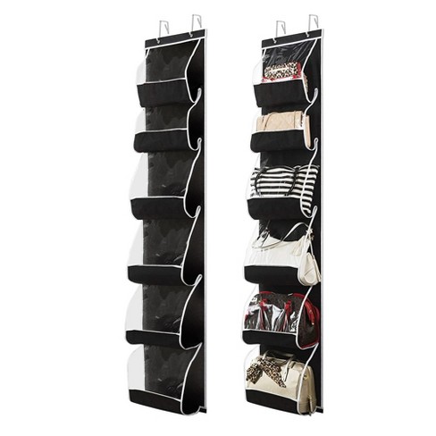 UTOWO Purse-Organizer-Bags-Rack-Holder Hanging for Door Hooks Handbags  Closet Door Storage (Fit Door Thichness 1.35-1.55 Black 2Pcs Hold 20  Purses)