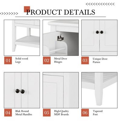 White 30" Modern Bathroom Vanity with Ceramic Sink and Solid Wood Frame