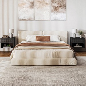 Resenkos Floating Nightstand with Lights, 2 Drawers, 3 Lighting Modes, for Bedroom, Living Room, Study, White - 1 of 4