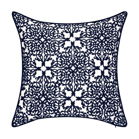 Waverly Solid 20 inch x 20 inch Navy Indoor/Outdoor Throw Pillow