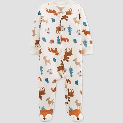 Image of Baby Boys' Fox Interlock Footed Pajama - Just One You® made by carter's Ivory Newborn