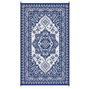 Outdoor Rug Medallion Plastic Straw Camping Carpet, Reversible Floor Mat, UV-Resistant Indoor Outdoor Area Rug for Backyard, Deck, Picnic, Porch - 1 of 4